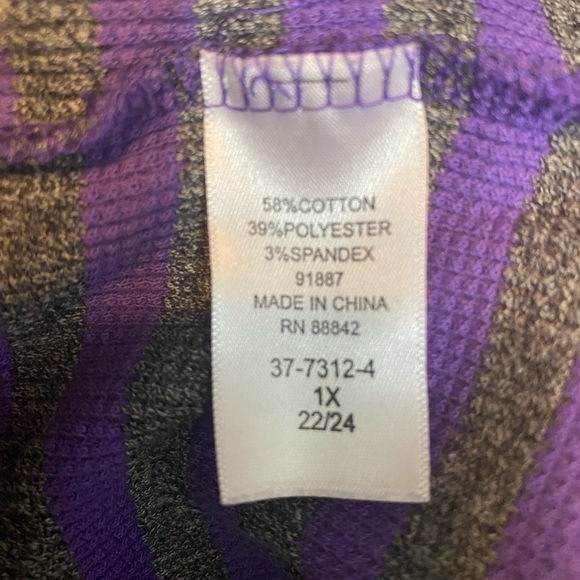 Woman Within Womens Plus Size 1X Purple/Gray Long Sleeve Hooded Pullover Top - Picture 5 of 5